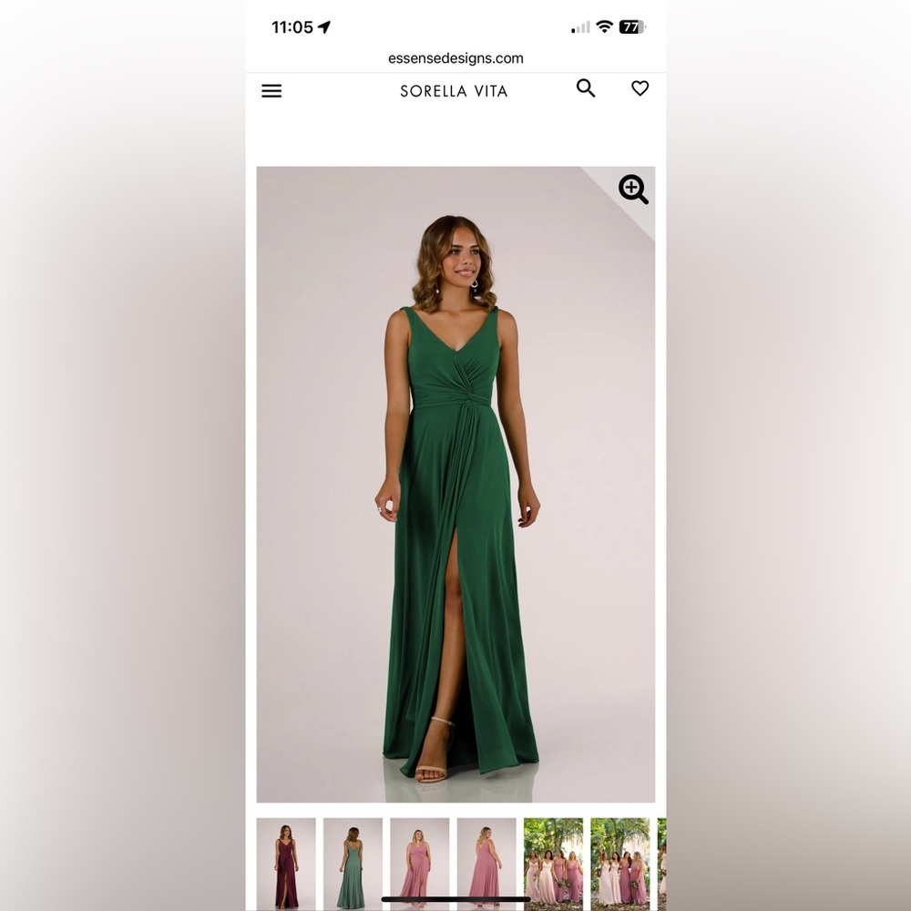 V-NECKLINE WRAPPED BRIDESMAID DRESS WITH SKIRT SLIT